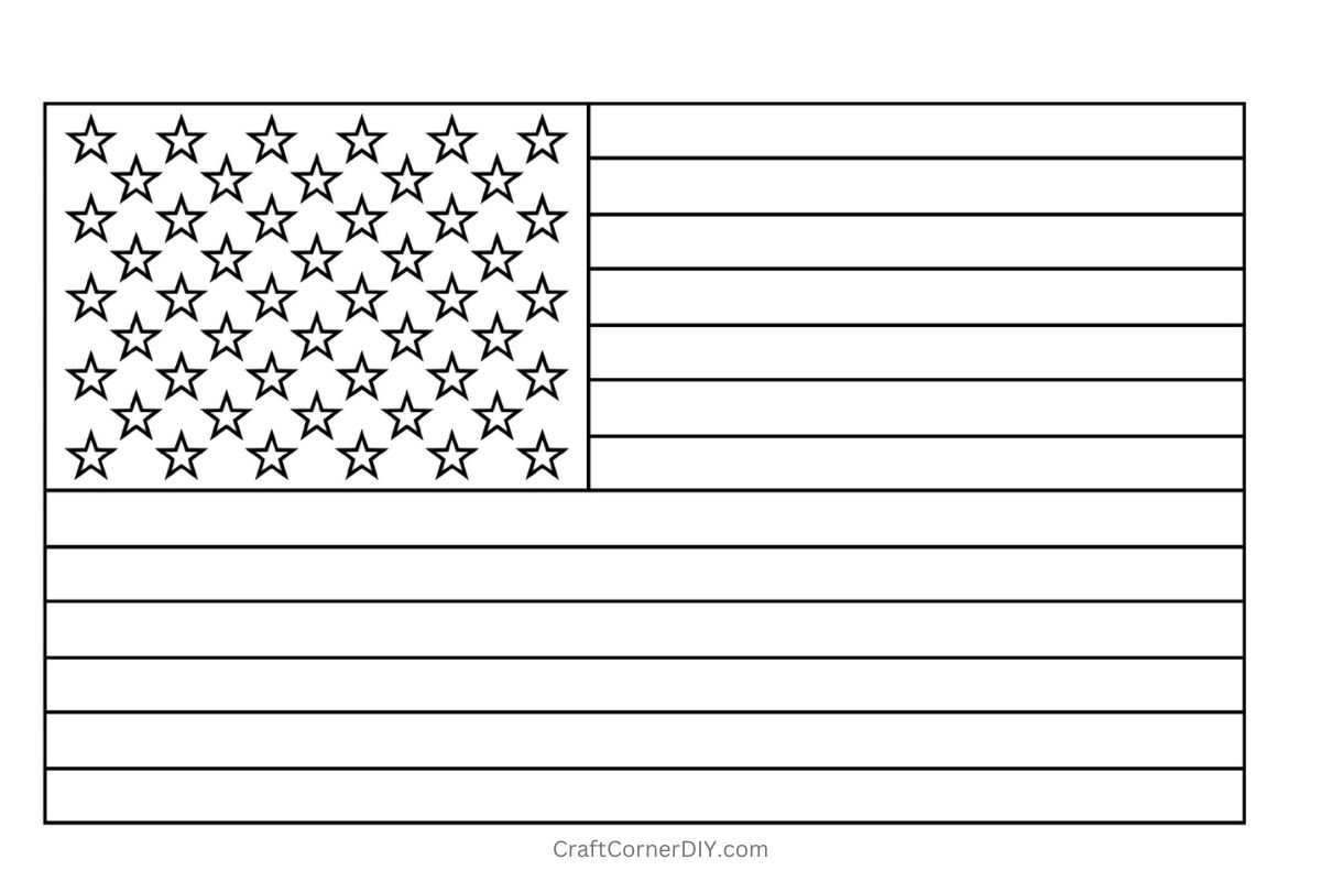 American flag template free printable coloring page craft corner diy