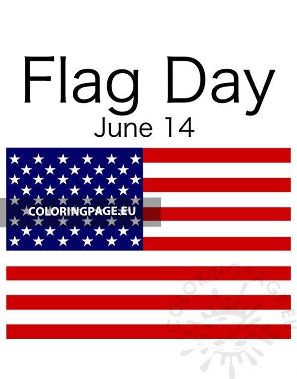 Flag day on june printable coloring page