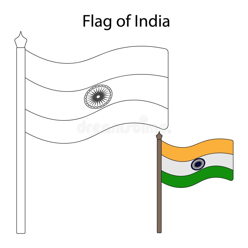 India flag color the flag according to the suggested example vector illustration coloring book for children stock vector