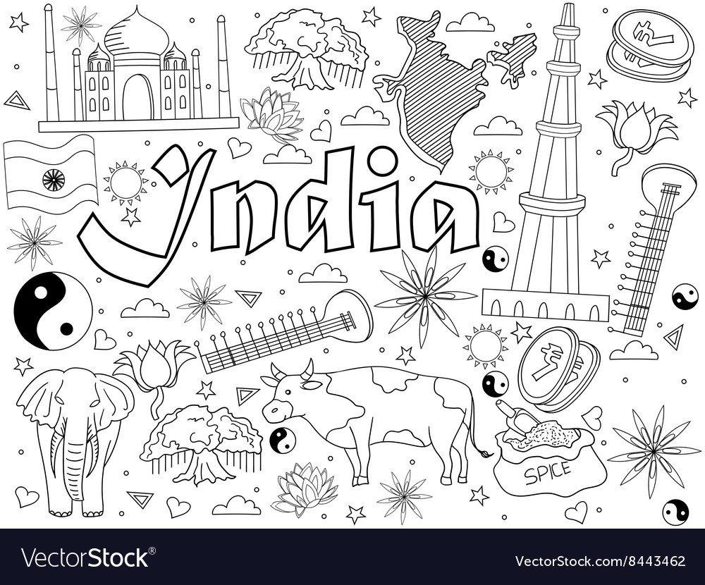 India coloring book royalty free vector image