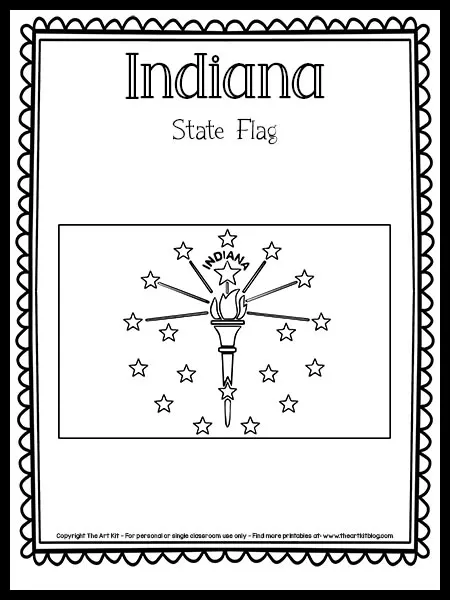 Indiana state flag coloring page free printable â the art kit