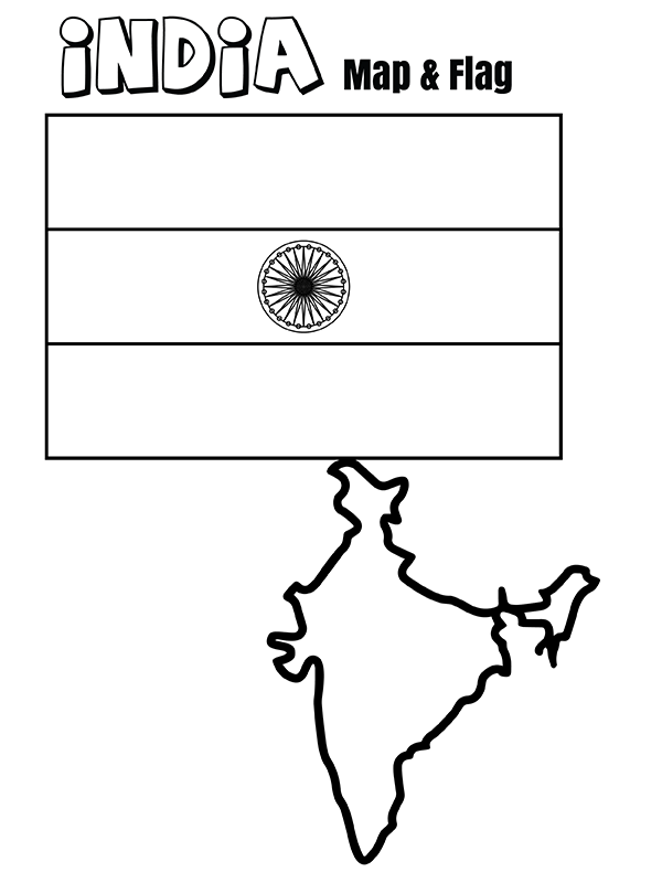 India flag and map fãrbung seite