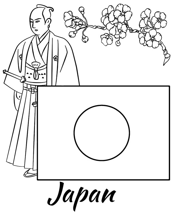 Printable japan flag coloring page