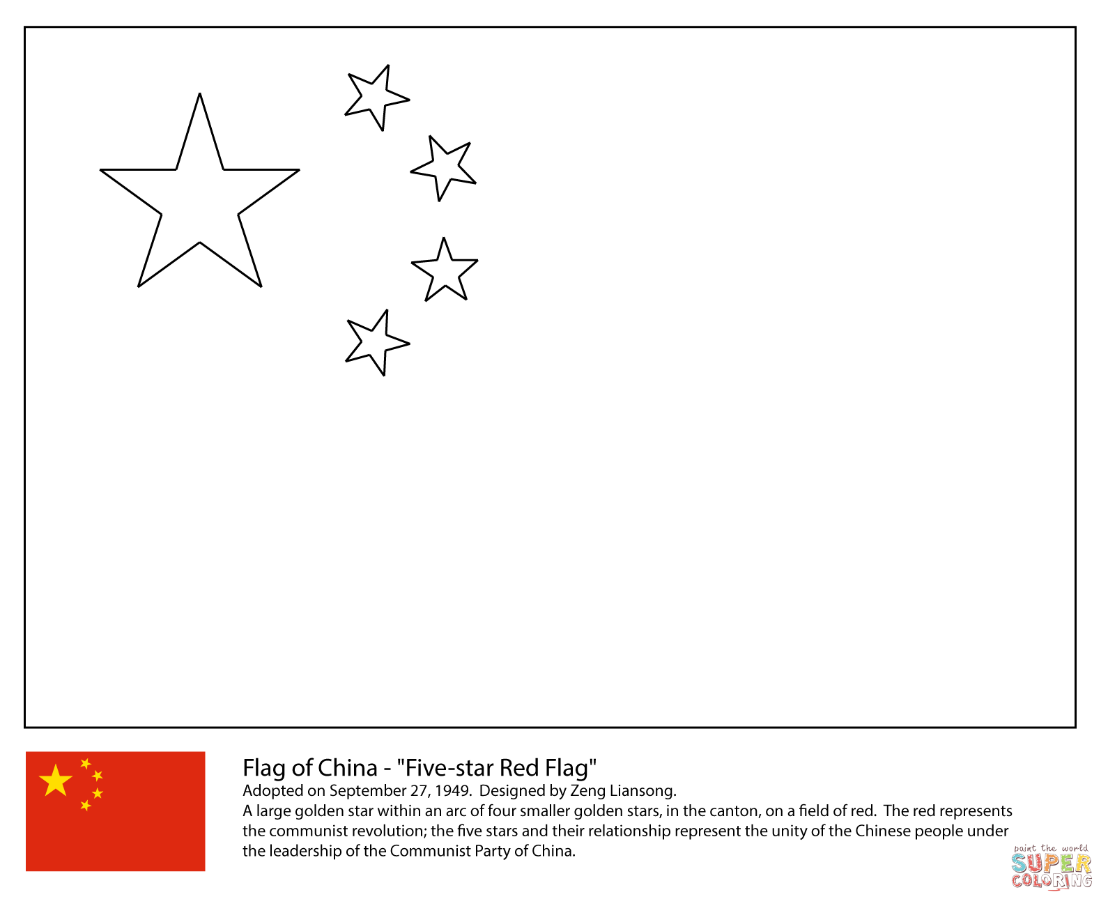 Flag of china coloring page free printable coloring pages