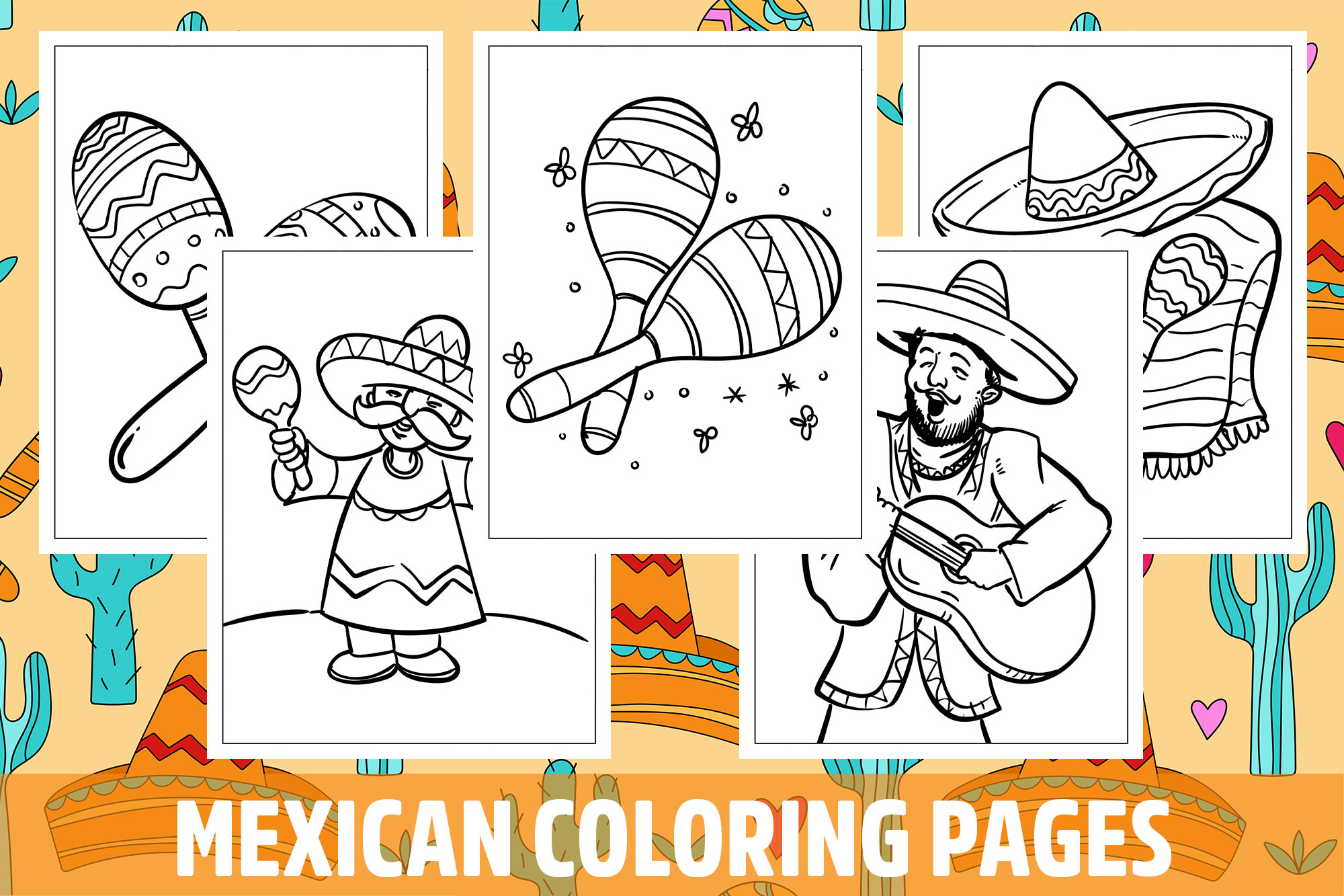 Mexican coloring pages for kids girls boys teens birthday school activity made by teachers