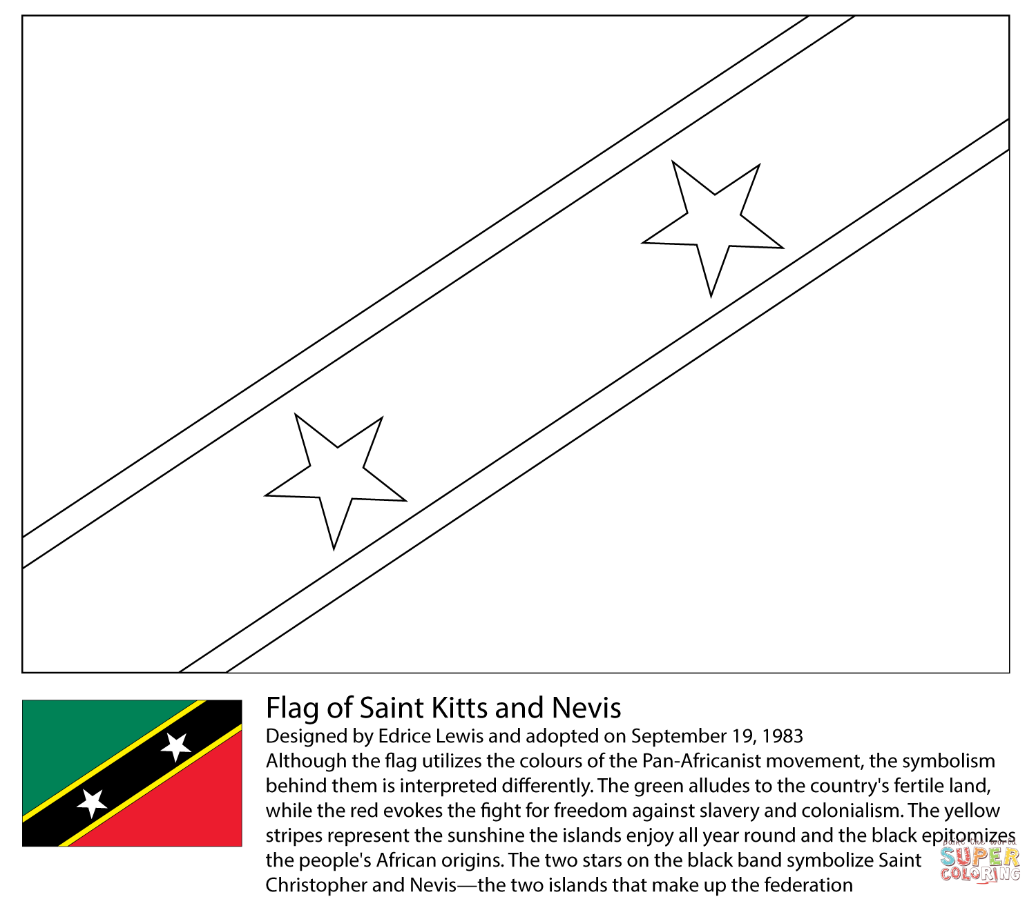 Flag of saint kitts and nevis coloring page free printable coloring pages