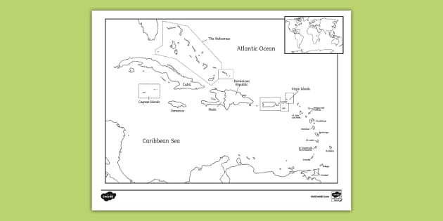 The caribbean islands map loring sheet teacher made