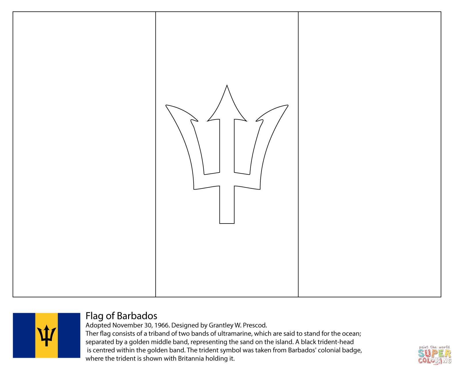 Flag of barbados coloring page free printable coloring pages