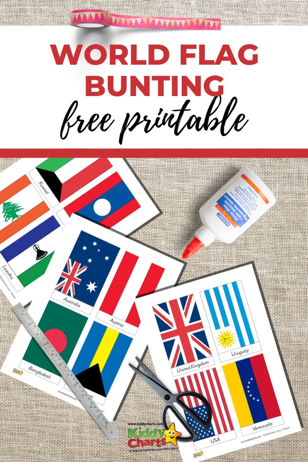 Printable world flag bunting