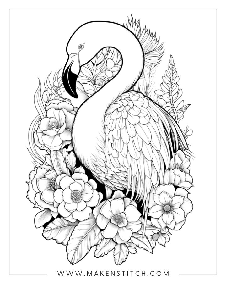 Free flamingo coloring pages for kids and adults