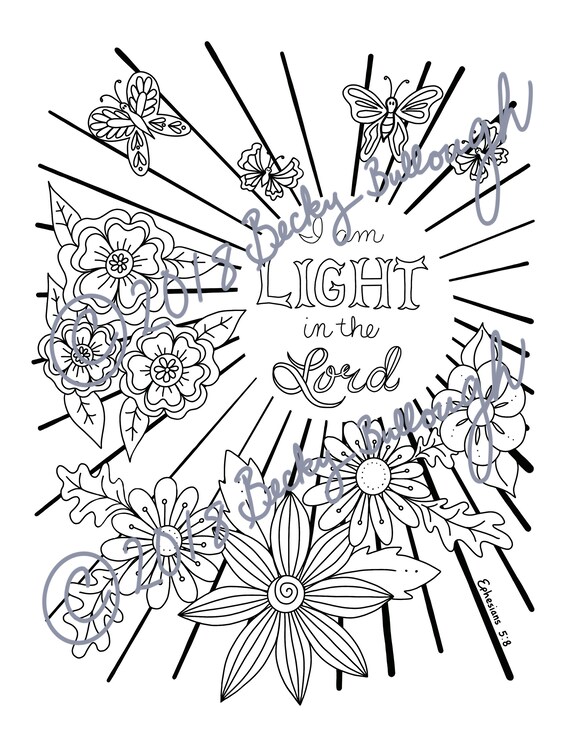 Christian coloring page i am light in the lord printable