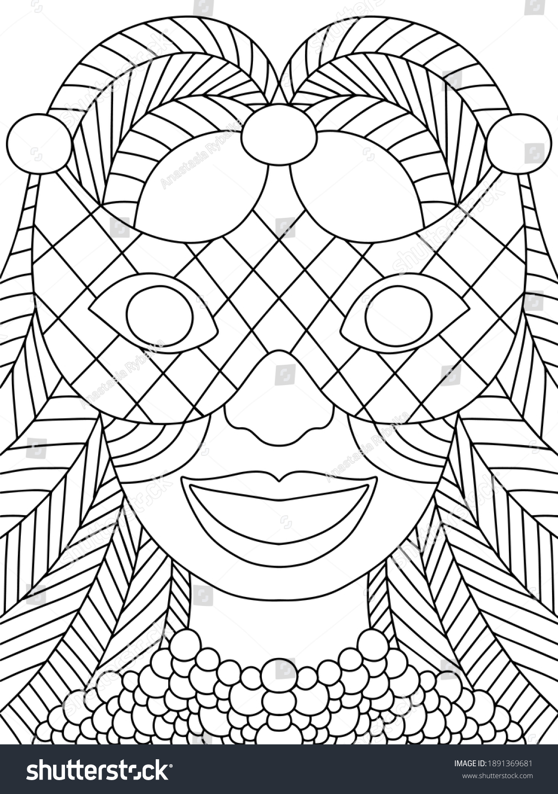 Coloring page celebrate carnival mardi gras shrove tuesday black white vector illustration royalty