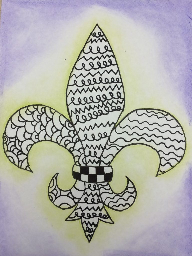 Line design fleur de lis mrs art teacher lady