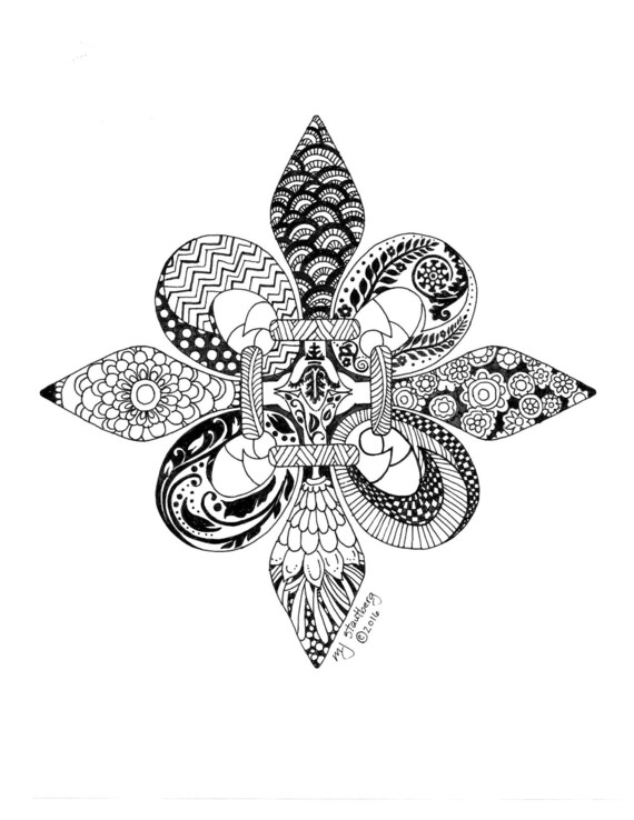 Coloring page hand drawn fleur de lis