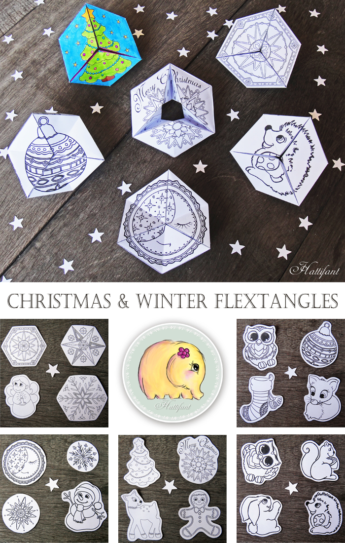 Adorable printable christmas flextangles for kids