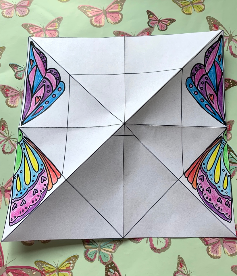 Origami butterfly â free printable colouring activity â make time together