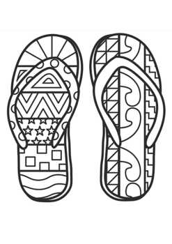 Summer flip flops zentangle no prep coloring page by pooley productions