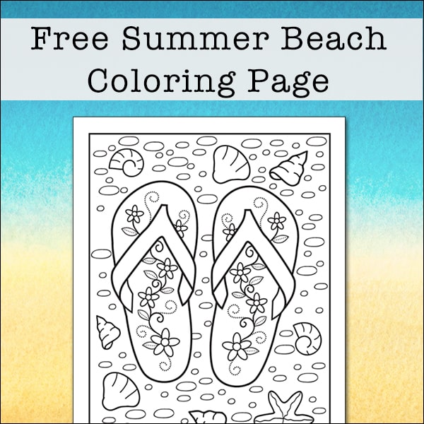 Summer beach flip flop coloring page