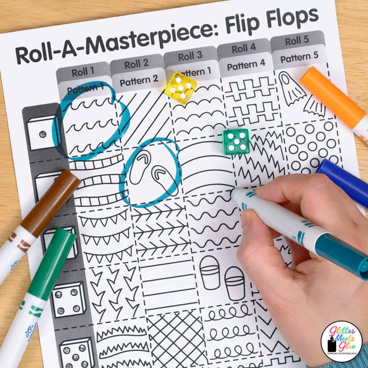 Flip flop drawing art game â summer art project for elementary