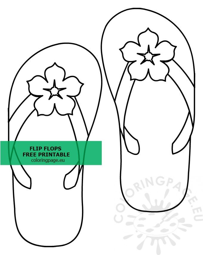 Flip flops with hibiscus flowers coloring page