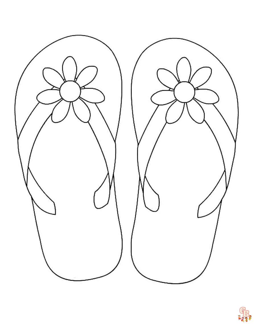 Printable flip flop coloring pages free for kids and adults