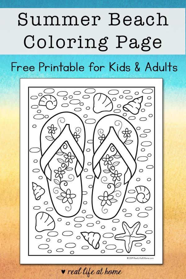 Summer beach flip flop coloring page