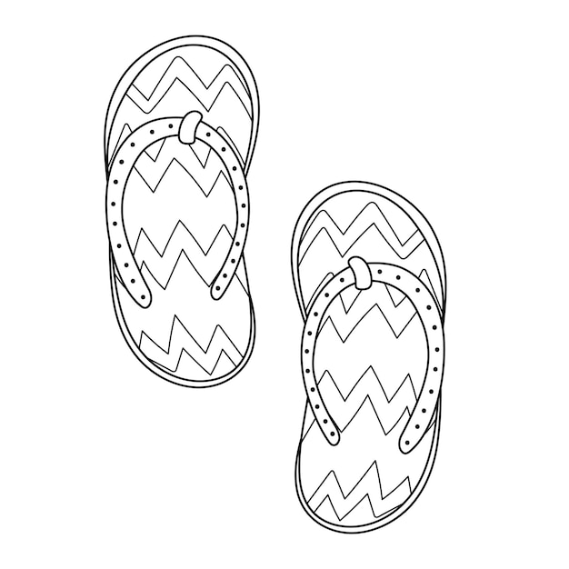 Premium vector hand drawn flip flop shoes in outline pair of doodle slippers coloring page hand drawn shoes