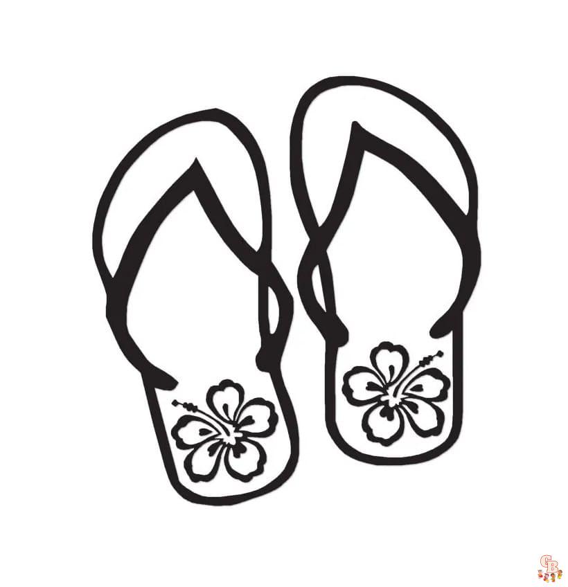 Printable flip flop coloring pages free for kids and adults