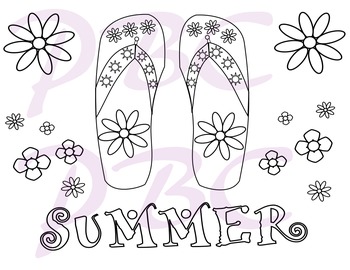 Summer coloring page flip flop fun by the purple bee classroom tpt