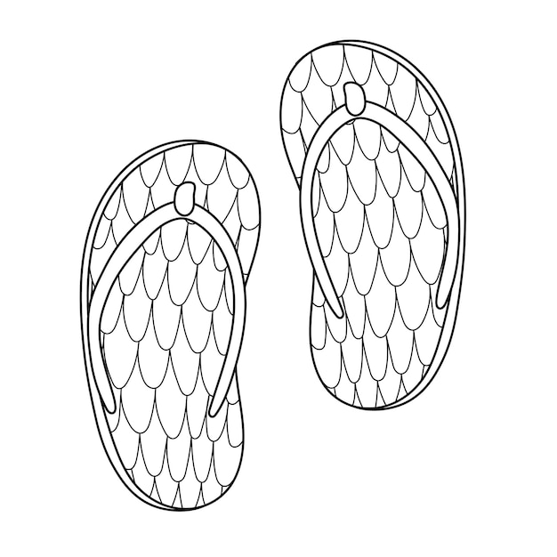 Premium vector flip flop shoes coloring page in zentangle style pair of doodle slippers coloring page