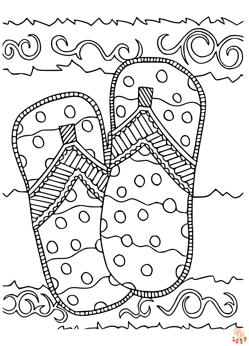 Printable flip flop coloring pages free for kids and adults