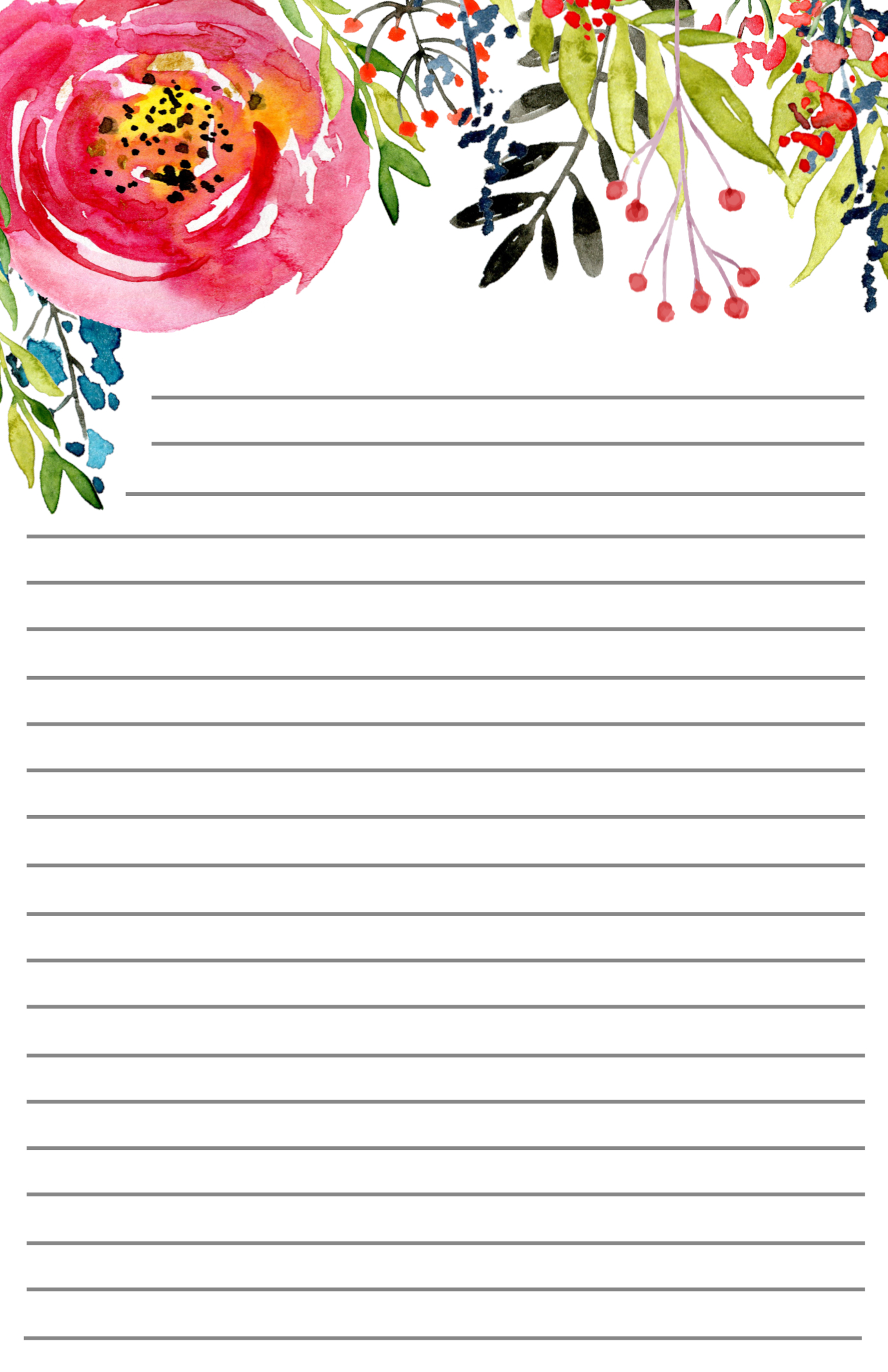 Free printable floral stationery