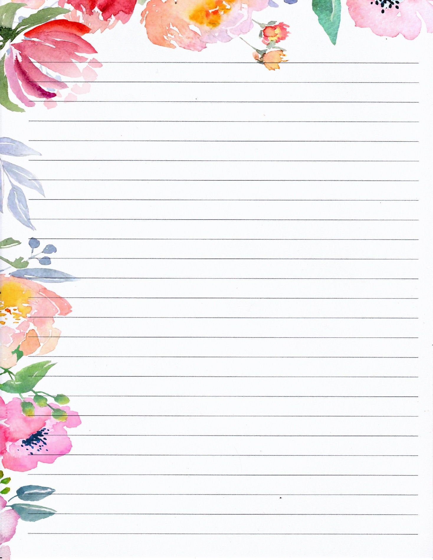 Nice floral edged lined writing paper x