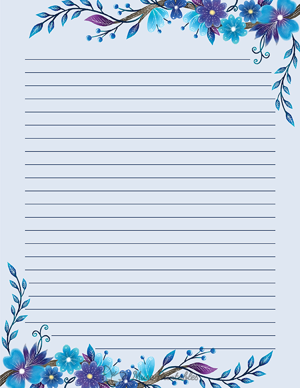 Printable blue floral stationery writing paper printable stationery free printable stationery paper free printable stationery