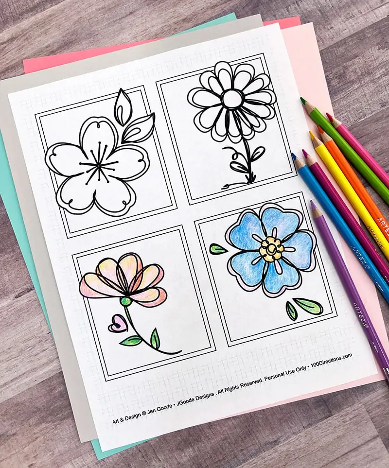 Printable mini flower coloring pages