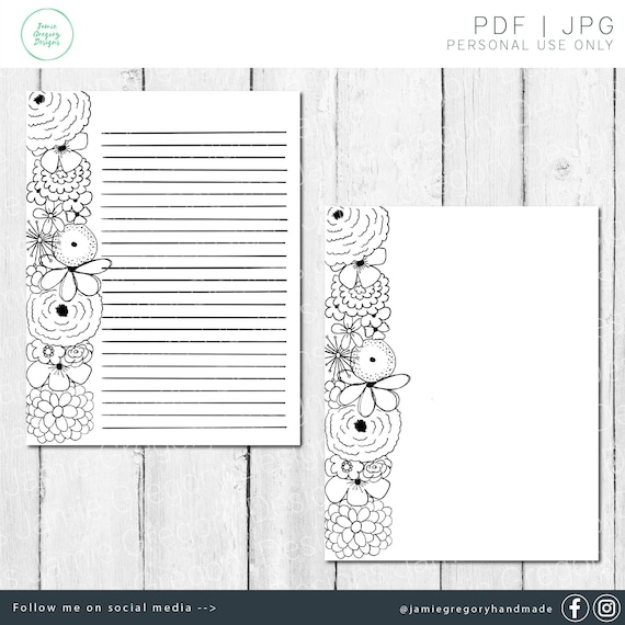 Printable floral stationery paper printable floral paper