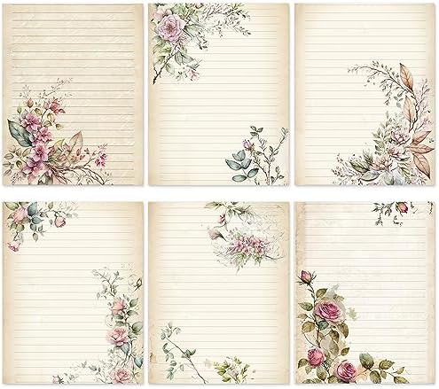 Anydesign sheet retro flower stationery letterhead paper vintage floral writing paper retro floral paper notes greeting paper for wedding birthday party invitations school printing x inch office products