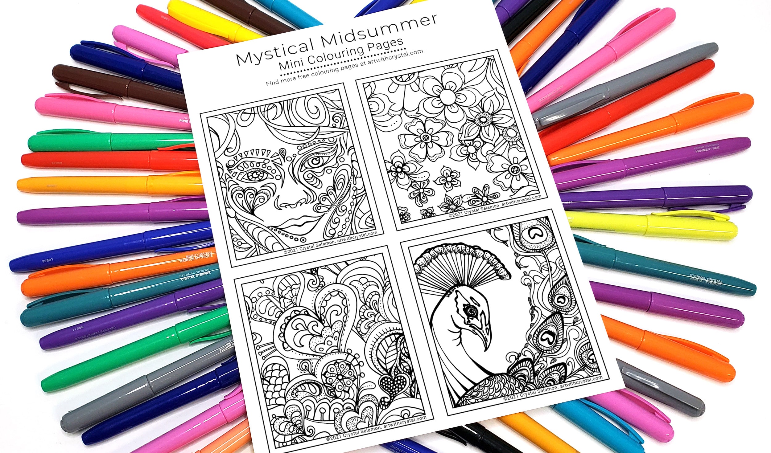 Free mini coloring pages for adults and kids mystical midsummer