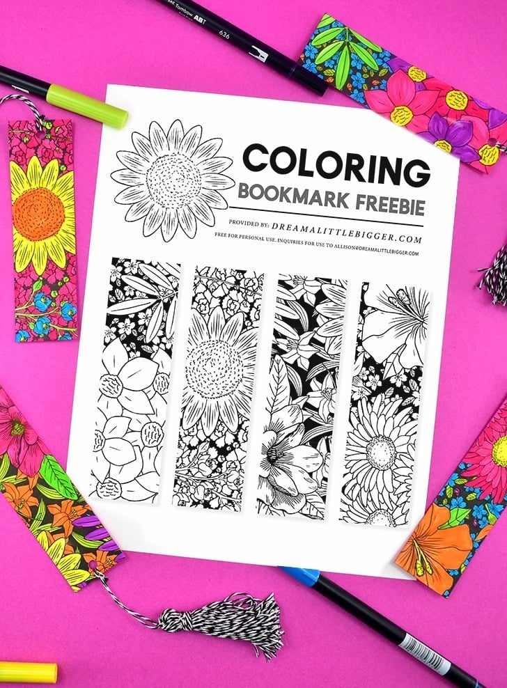 Free floral bookmarks to color â dream a little bigger