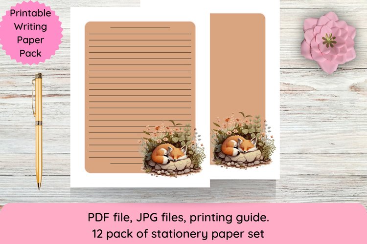 Printable writing paper set features cute animals