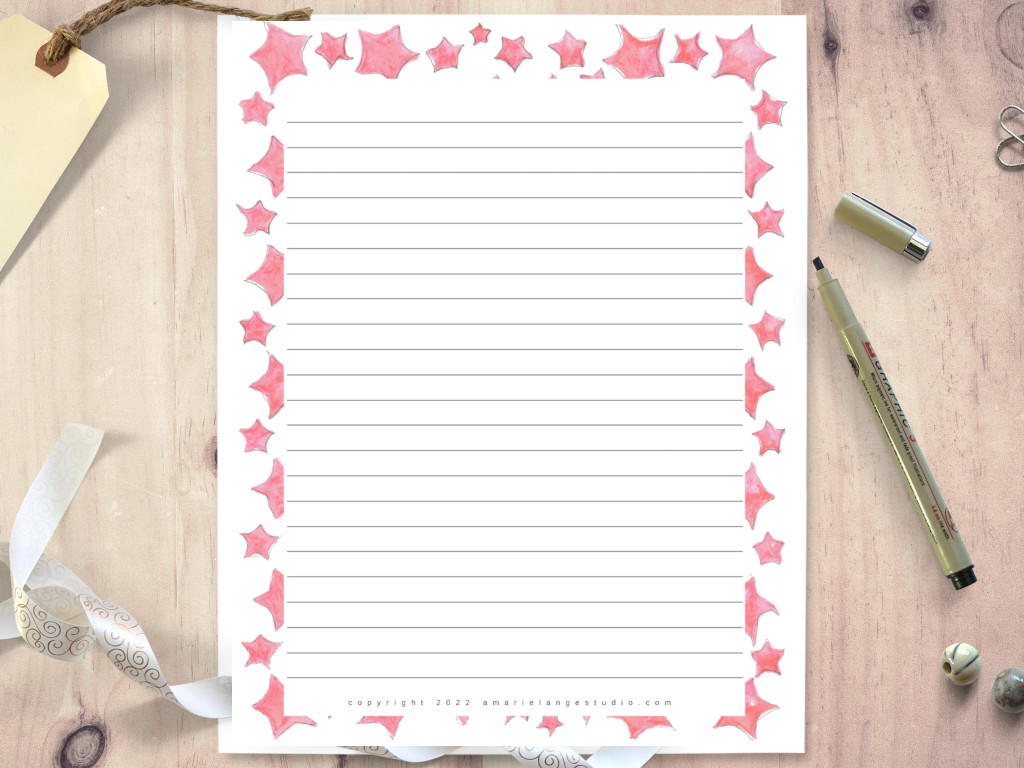 Free printable stationery borders matching envelope liners