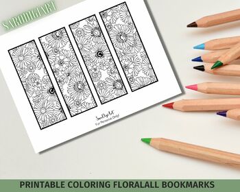 Floral coloring bookmarks printable coloring pages for kids teens adults