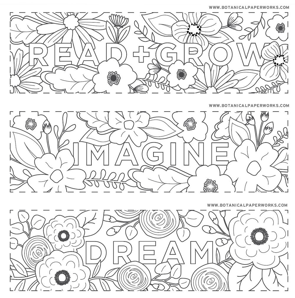 Free printables read grow coloring bookmarks for back