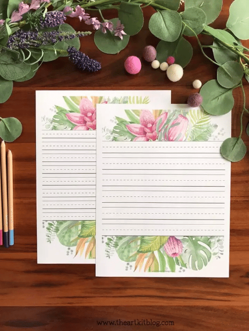 Tropical flower writing page free homeschool deals