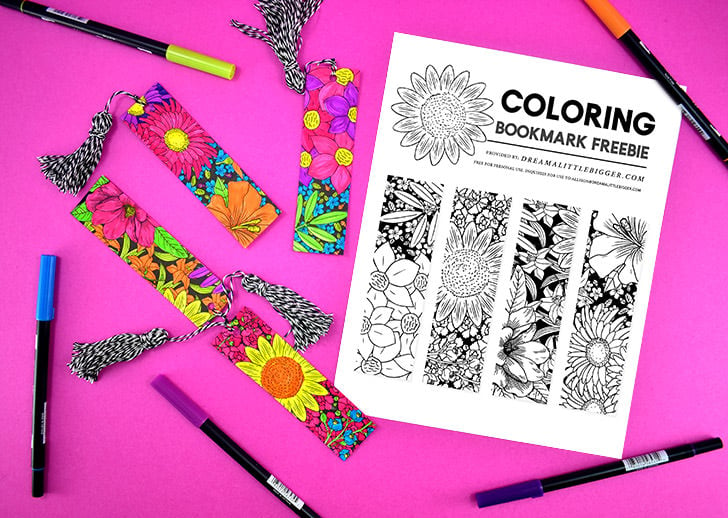 Free floral bookmarks to color â dream a little bigger