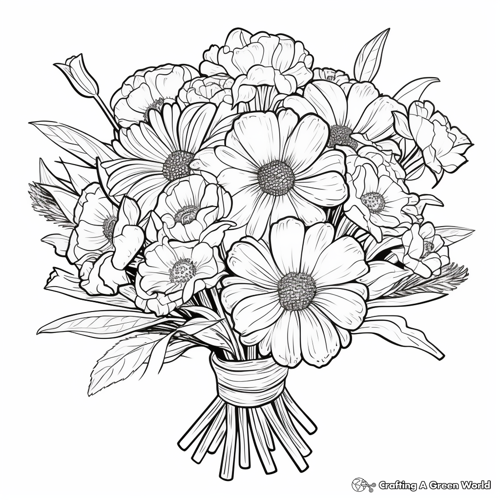 Flower bouquet coloring pages