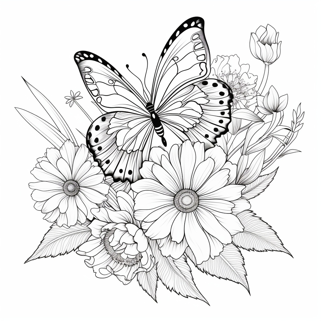 Flower butterfly coloring pages