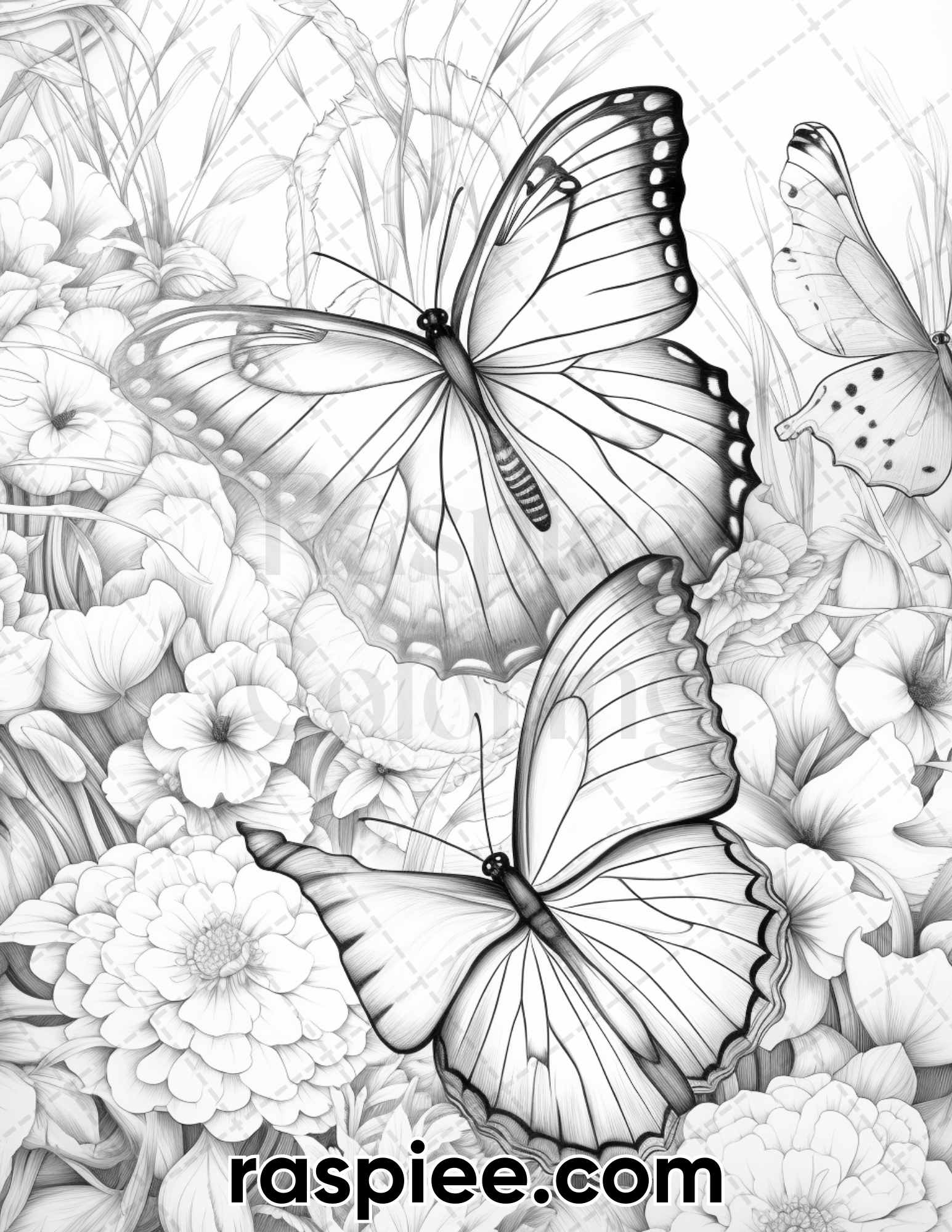 Butterfly garden grayscale adult coloring pages printable pdf inst â coloring