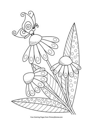 Butterfly on flower coloring page â free printable pdf from