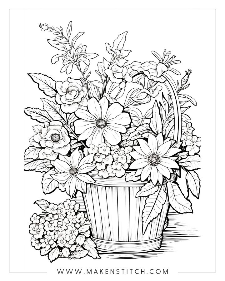 Flower coloring pages for kids and adults free printables